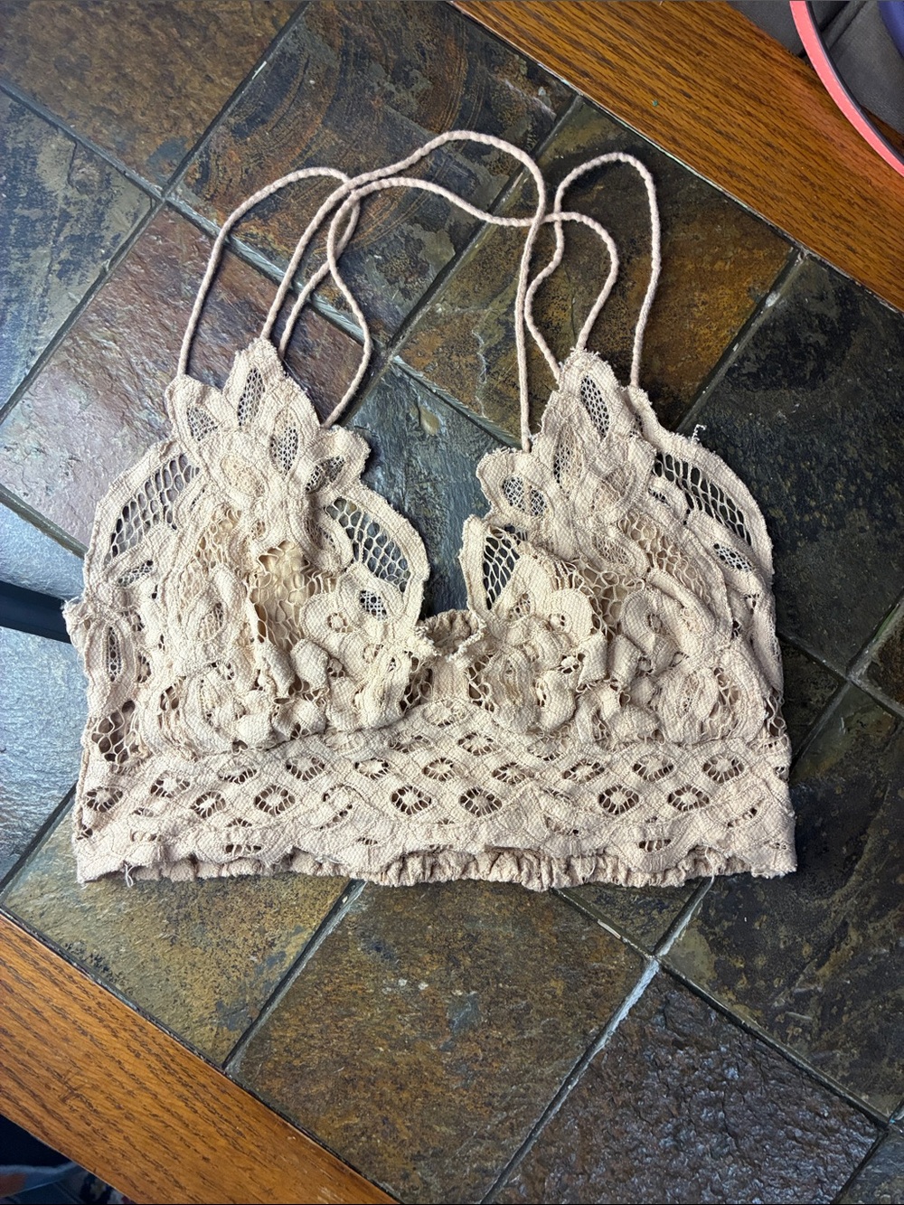 FP one Lace Crochet Bralette in Nude NWOT